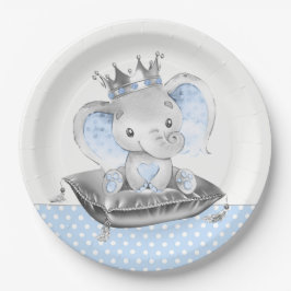 Plato De Papel Ducha de bebé del Príncipe Elefante
