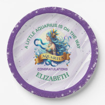 Ducha de bebé del zodiaco Acuario Lavanda y Verde