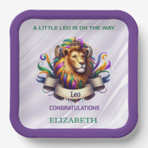 Ducha de bebé del zodiaco Leo lavanda y verde
