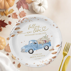 Plato De Papel Ducha de Bebe: Enamorándose en Otoño Calabaza
