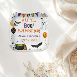 Plato De Papel Ducha de Bebé Fantasma de Halloween