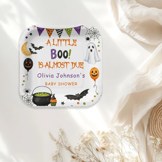 Plato De Papel Ducha de Bebé Fantasma de Halloween (Subido por el creador)