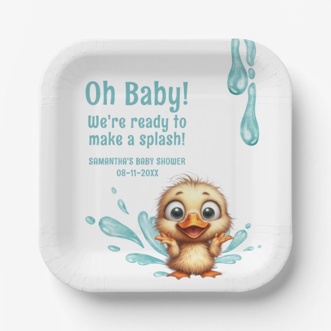 Plato De Papel Ducha de bebé Fiesta de piscina (Anverso)