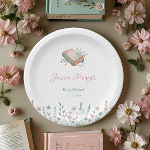 Plato De Papel Ducha de Bebé Flores Silvestres de Cuentos de Hada