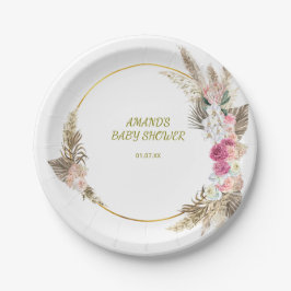 Plato De Papel Ducha de Bebé Flores Silvestres Elegantes