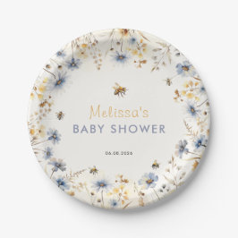 Plato De Papel Ducha de Bebé Flores Silvestres Primavera