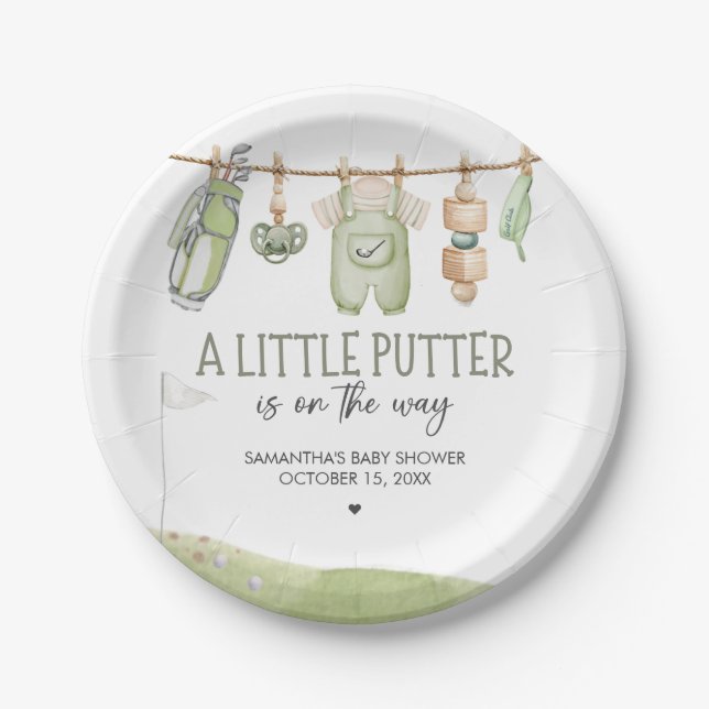 Plato De Papel Ducha de bebé Golf Little Putter (Anverso)