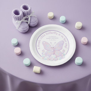 Plato De Papel Ducha de Bebé Mariposa Lavanda Mágica