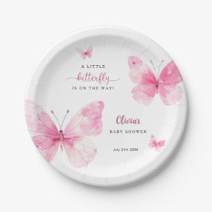 Plato De Papel Ducha de Bebé Mariposa Pequeña