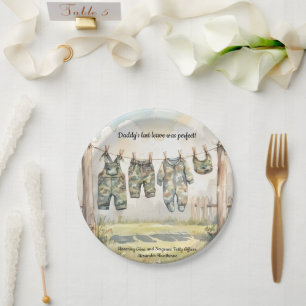 Plato De Papel Ducha de bebé militar