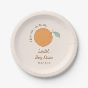 Plato De Papel Ducha de bebé naranja pequeña moderna