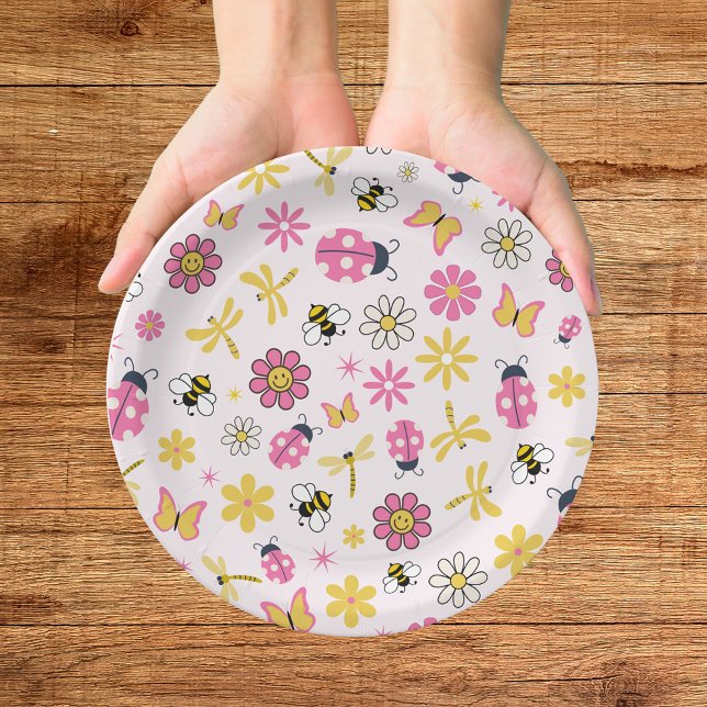 Plato De Papel Ducha de Bebé Niña Mariquita Rosa (Subido por el creador)