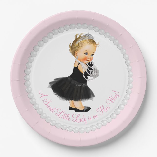 Plato De Papel Ducha de Bebé Niña Pequeña Señora (Anverso)