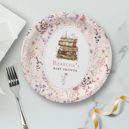 Plato De Papel Ducha de bebé niña rosa floral