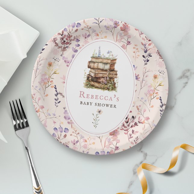 Plato De Papel Ducha de bebé niña rosa floral (Subido por el creador)