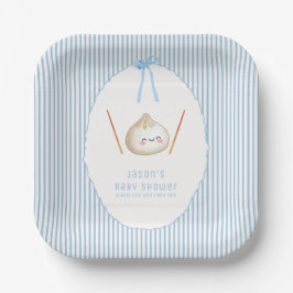 Plato De Papel Ducha de bebé niño moderna azul 
