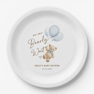 Plato De Papel Ducha de bebé niño Oso de peluche Apenas podemos e