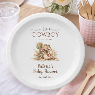 Plato De Papel Ducha de bebé niño vaquero pequeño del oeste