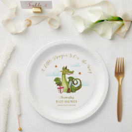Plato De Papel Ducha de Bebé Nube Estrella Dragón Pequeño Mítico