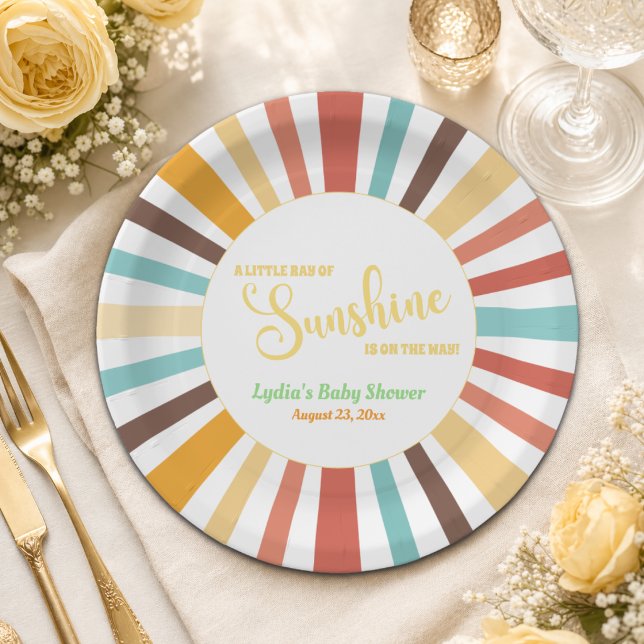 Plato De Papel Ducha de Bebé Pequeño Rayo de Sol (Subido por el creador)