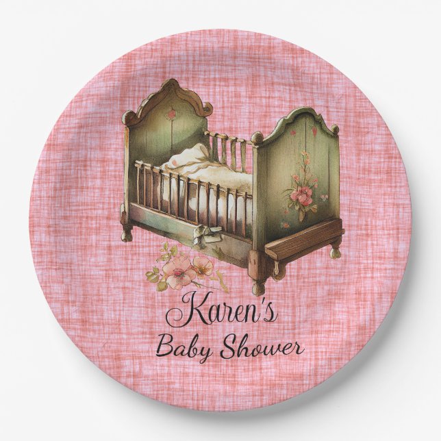 Plato De Papel Ducha de bebé personalizada  (Anverso)