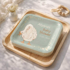 Plato De Papel Ducha de Bebé Personalizada Boho Silly Goose