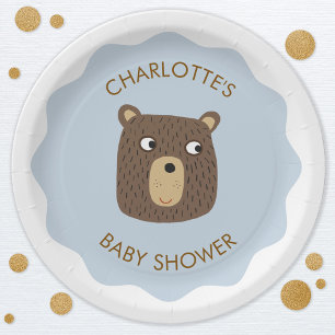 Plato De Papel Ducha de bebé personalizada de osito