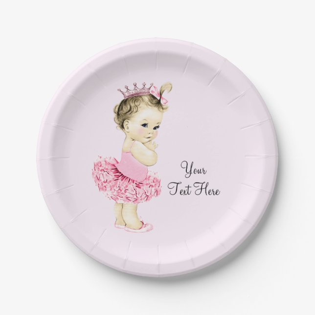 Plato De Papel Ducha de Bebé Princesa Tutú (Anverso)
