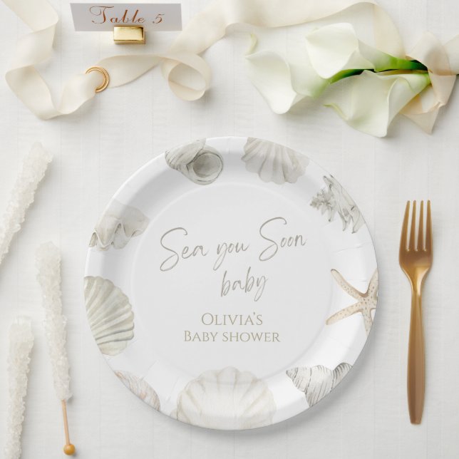 Plato De Papel ducha de bebé Sea you soon (Boda)