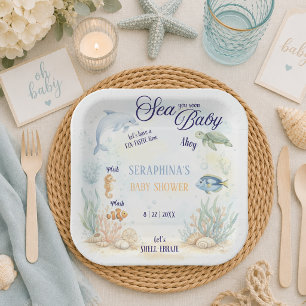 Plato De Papel Ducha de Bebé Sea You Soon