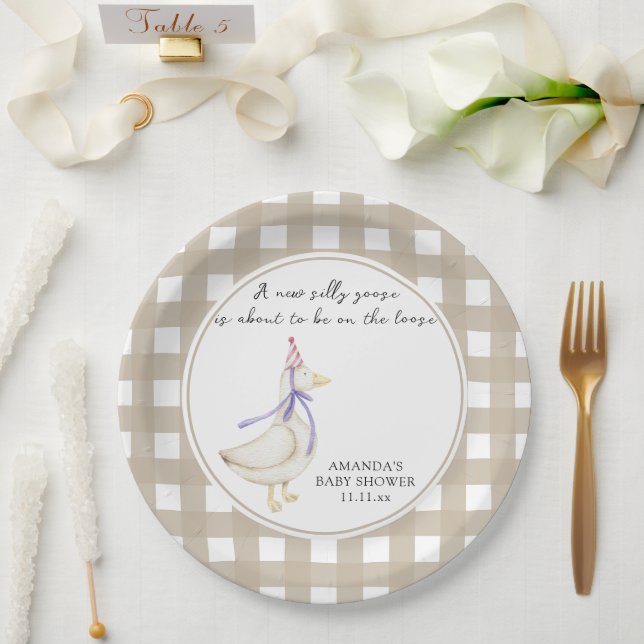 Plato De Papel Ducha de bebé Silly Goose  (Boda)