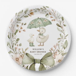 Plato De Papel Ducha de bebé Silly Goose acuarela