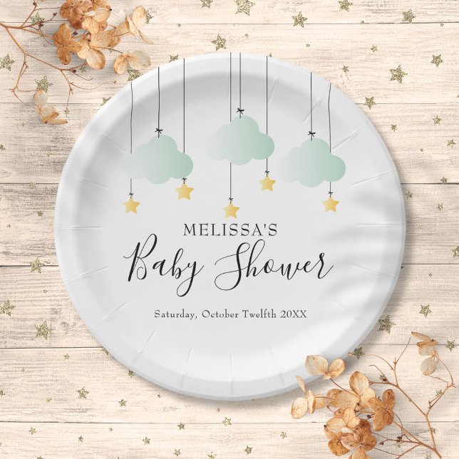 Plato De Papel Ducha de bebé Twinkle Twinkle Little Star (Twinkle Twinkle Little Star Baby Shower Paper Plates)