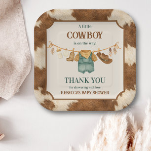 Plato De Papel Ducha de bebé Vaquero Pequeño Ropa de Vaquero Occi