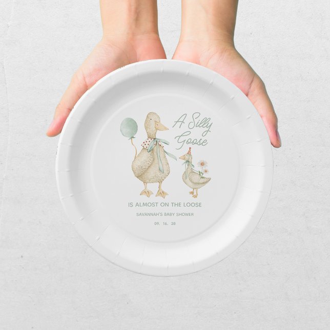 Plato De Papel Ducha de Bebé Verde Silly Goose (Subido por el creador)