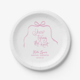 Plato De Papel Ducha de Boda con Lazo Rosa Simple