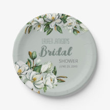 Ducha de boda de magnolia con aguadas suaves y veg