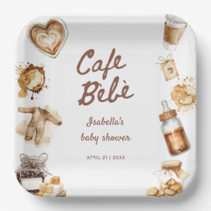 Plato De Papel Ducha de Café Bebe Baby Está Preparando Café Café 