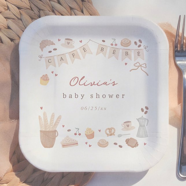 Plato De Papel Ducha de Café Bebe French Bakery Acuarela para Beb (Subido por el creador)