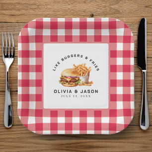 Plato De Papel Ducha de casamiento picnic para hamburguesas y bol