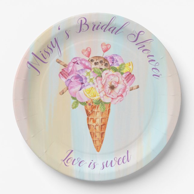 Plato De Papel Ducha de helado, placas de papel para la ducha de  (Anverso)