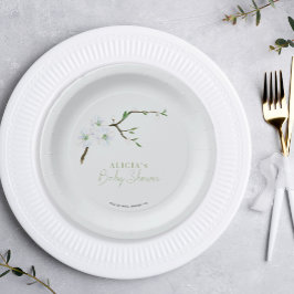 Plato De Papel Ducha de niño floral azul pastel primavera