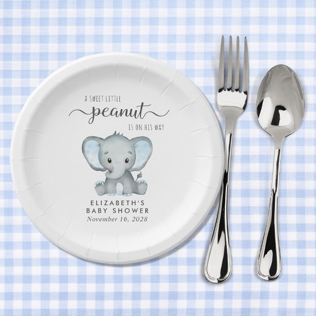 Plato De Papel Ducha de niño pequeño azul elefante lindo (Subido por el creador)
