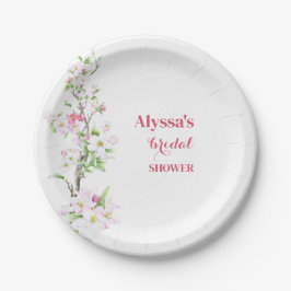 Plato De Papel Ducha de novia Apple Blossom personalizada