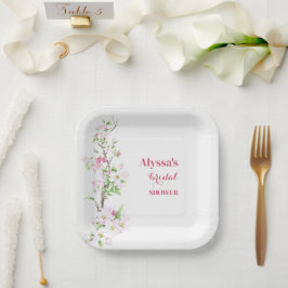 Plato De Papel Ducha de novia Apple Blossom personalizada
