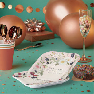 Plato De Papel Ducha de novia Berry in Love