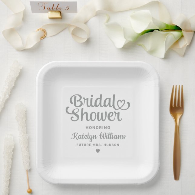 Plato De Papel Ducha de novia Boda de plata personalizada (Boda)