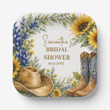Ducha de novia boho girasol Bluebonnet Texas