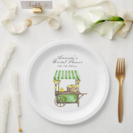 Plato De Papel Ducha de Novia Carrito de Limón Cítrico Aquarela