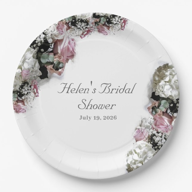 Plato De Papel Ducha de novia católica elegante (Anverso)